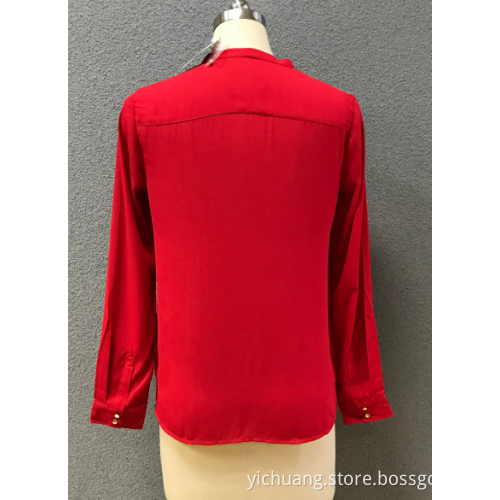 Chemisier à manches longues femme rouge